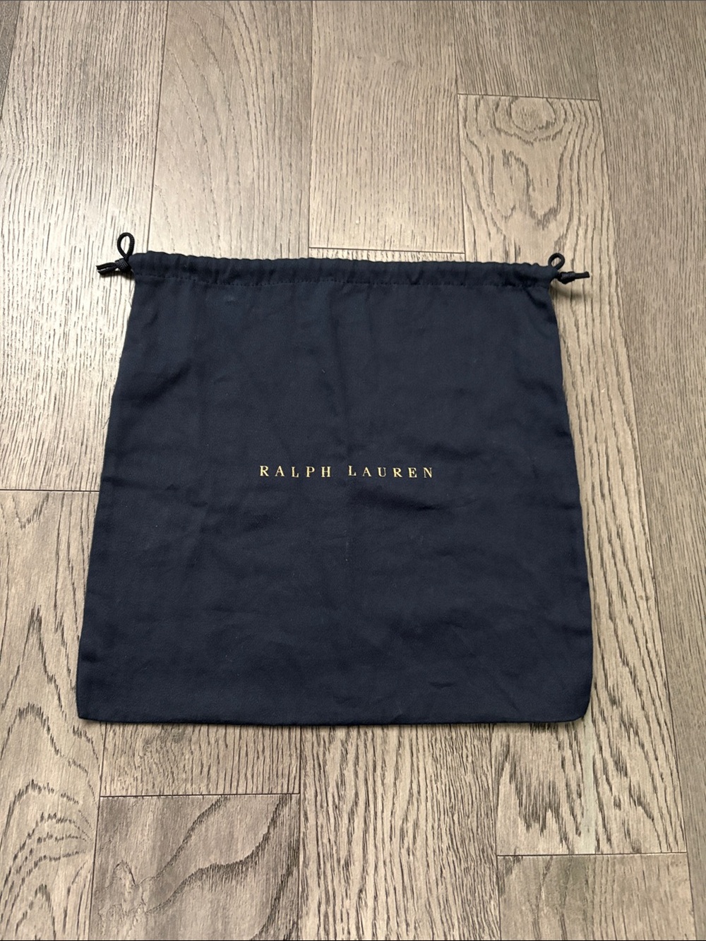 Ralph Lauren Navy Drawstring Accessory Pouch with Gold Logo